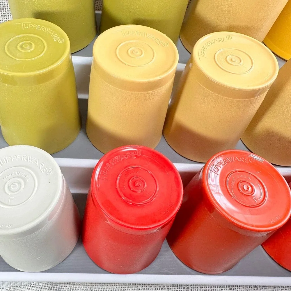 Vintage Tupperware Tumblers Mixed Lot 13 Harvest‎ Colors 16oz 8oz 873 1251 Cups